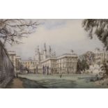 Dennis Flanders (1915-1994), watercolour, Oxford New College from the garden, signed with labelled