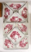 A Chinese puce nine piece supper set