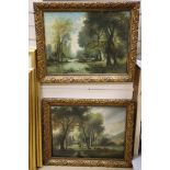 Continental School, pair of oils on canvas, 19th century horseman in parkland, indistinctly signed