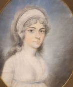 Early 19th century English School, pastel, Portrait of Mrs Catherine Ormesby, 1777, 28 x 23cm