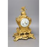 A late 19th-century French rococo revival gilt mantel clock, 40cm high