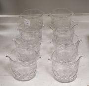 A set of eight early Victorian wine glass rinsers, height 10cm