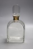 A George V silver mounted glass decanter, height 26cm overall