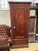 A Victorian mahogany single door wardrobe, length 90cm, width 56cm, height 206cm