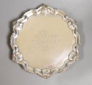 An Edwardian silver salver by William Hutton and Sons, London, 1908, with presentation inscription