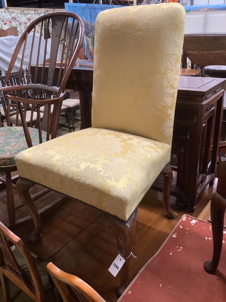 A mid 18th century walnut hall chair, width 60cm