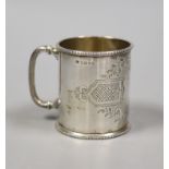 A Victorian silver christening mug, Fenton Brothers, Sheffield, 1876,69mm, 106 grams.