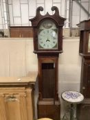 An early 19th century inlaid oak eight day longcase clock with painted dial marked William Bellman