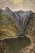Galloway (1935-), oil on canvas, Eagle flying over a loch, inscribed verso, 76 x 51cm, unframed