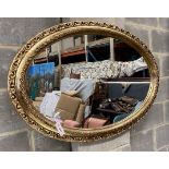 Two Victorian style oval gilt frame wall mirrors, larger 114cm, height 74cm