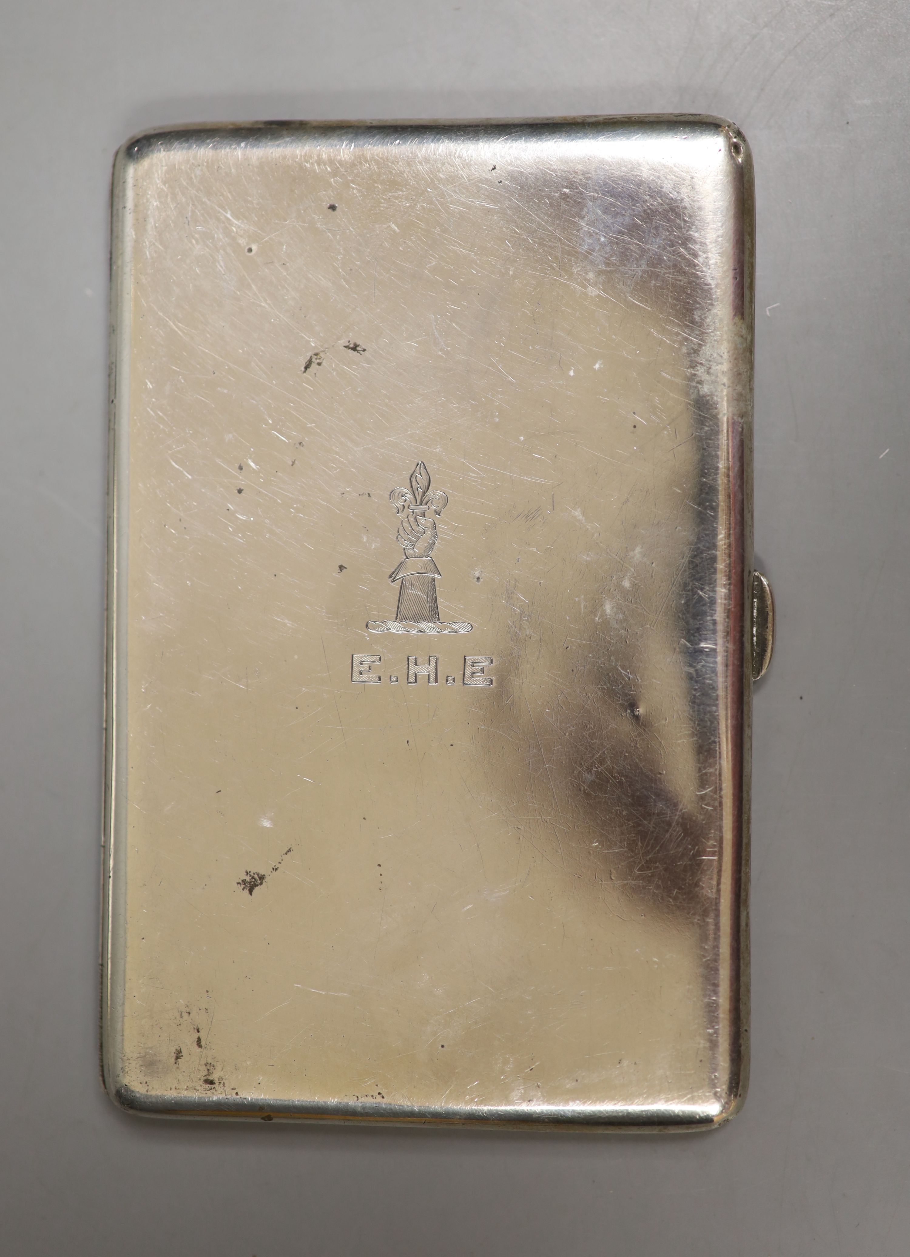 A George V silver cigarette case, 12.7 cm, a 900 standard white metal snuff box and five silver - Image 3 of 5