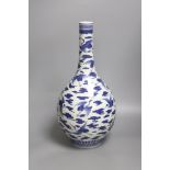 A large Chinese blue and white 'cranes' bottle vase, height 47cm