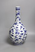 A large Chinese blue and white 'cranes' bottle vase, height 47cm