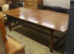 A large oak and pine refectory table, length 274cm, depth 122cm, height 76cm