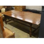 A large oak and pine refectory table, length 274cm, depth 122cm, height 76cm