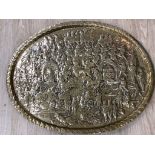 An Indian brass oval tray