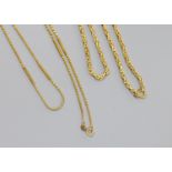 Two modern 9ct gold chains, 80cm & 42cm,28.5 grams.