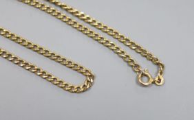 A modern 9ct gold curb link chain,62cm, 9.7 grams.
