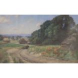 Grace Elliott (exh.1906-1918), oil on canvas, South England landscape, 59 x 90cm
