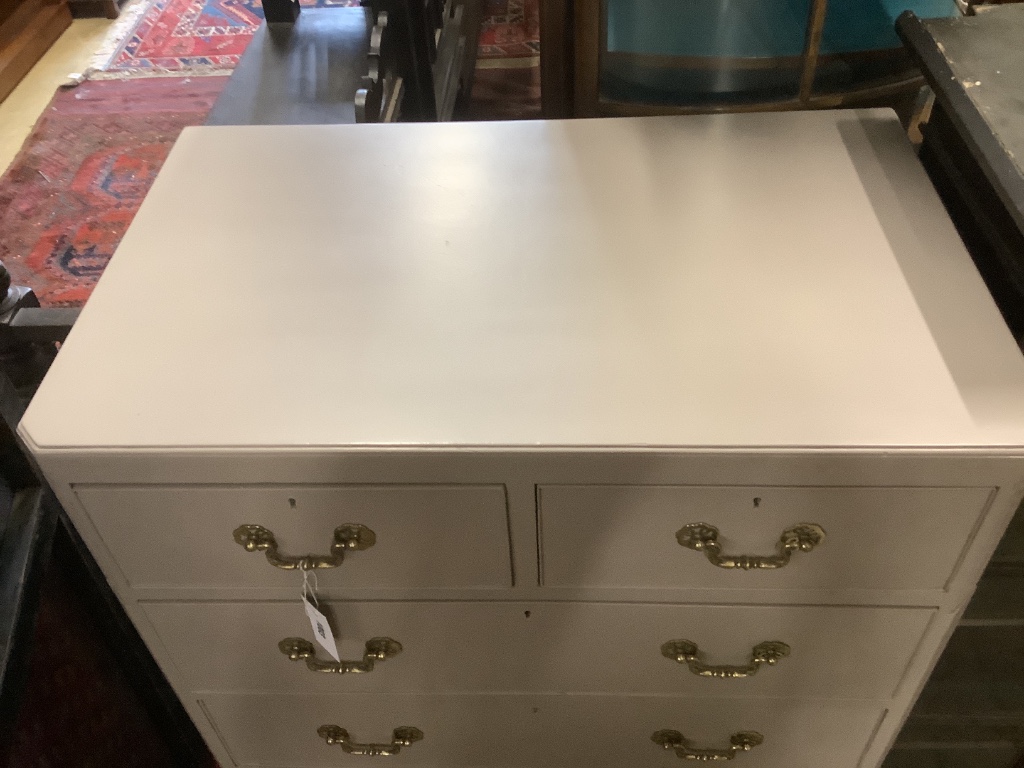 A 1920's pale grey painted chest of six drawers, width 80cm - Image 2 of 4