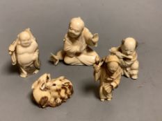 Five Japanese ivory netsuke, 19th/early 20th century