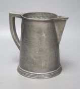 A late 19th century Chinese dragon pewter jug, 18cm high