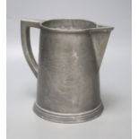 A late 19th century Chinese dragon pewter jug, 18cm high