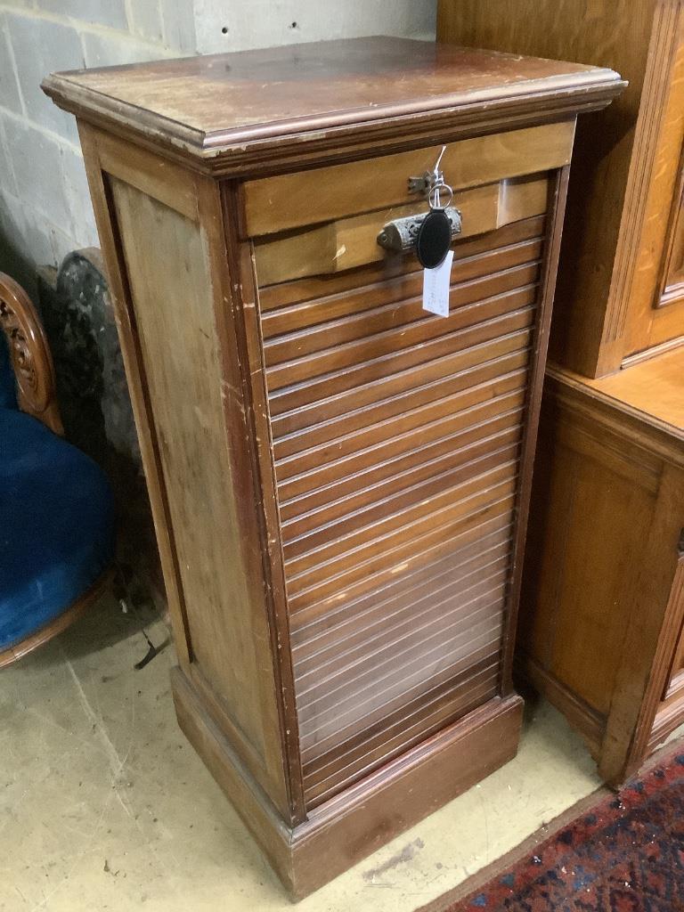 An Edwardian mahogany filing cabinet, with tambour shutter - Image 2 of 2