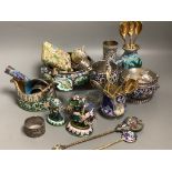 A quantity of enamelled metalware in Russian style