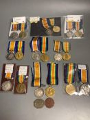 Nine WW1 BWM & Victory medal pairs;2410 Gnr H.Bishop RAM-315692 Pte B.J.Taylor ASCSE-24749 William