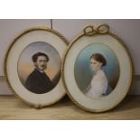 E. La Monte, pair of pastels, Portraits of The Hon Mrs Burges and Colonel Ynyr Henry Burges one