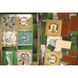 A collection of Victorian ceramic tiles and spacers