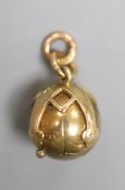 A 9ct and white metal masonic ball pendant,14mm.