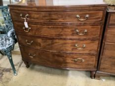 A Regency inlaid mahogany chest fitted four graduated long drawers, width 107cm depth 52cm height