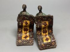 A pair of Bergman style cold-painted bronze carpet sellers8.5cm