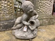 A reconstituted stone cherub fountain, height 40cm