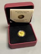A Royal Canadian mint $5 proof pure gold coin, year of the snake, 2013, 3.13g, cased