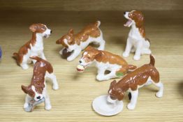 A group of six Beswick dogs