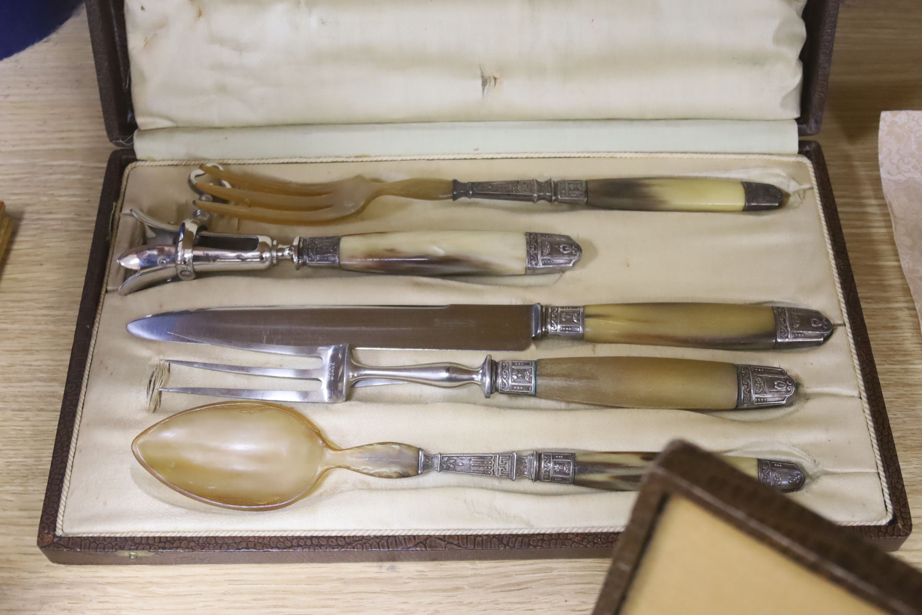 Three cased sets of horn handled flatware - Image 4 of 4