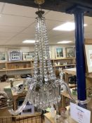 A large cut glass lustre drop chandelier