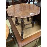 An Edwardian octagonal oak occasional table, width 60cm depth 62cm