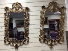 A pair of Georgian style giltwood wall mirrors, width 55cm height 106cmH 107cm