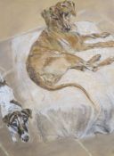 Levy, pastel on paper, Study of two dogs, signed and dated '02, 109 x 87cm