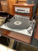 A vintage Goldring Lenco Gl75 turntable, a Leak tuner and amplifier and a pair of KEF speakers (