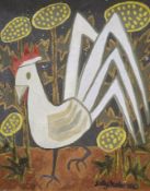 Sally Mather, oil on canvas, Cockerel and thistles, signed and dated 1962, 56 x 45cm