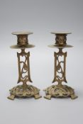 A pair of Art Nouveau candlesticks by William Tonks & Sons, height 18cm