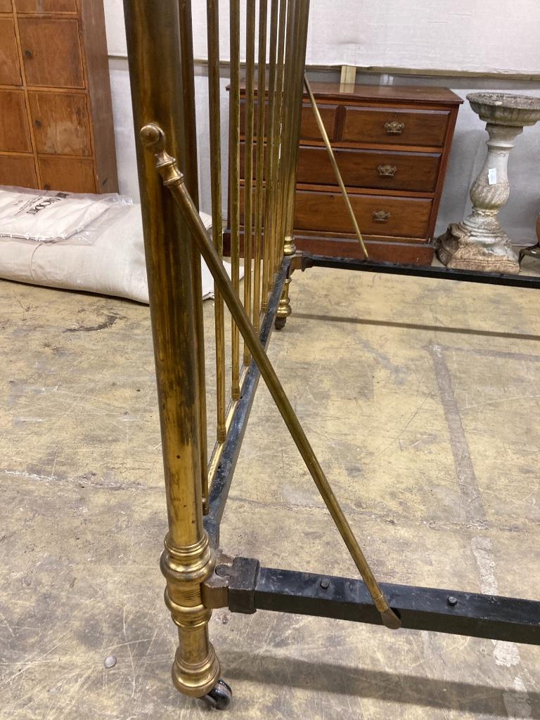 A Victorian style brassed metal bedframe, width 154cm length 200cm - Image 4 of 4