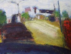 Susan Light (b.1954), oil on panel, 'Through the windscreen 1991', signed verso, 22 x 28cm,