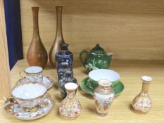 A quantity of mixed Japanese ceramics, to include Satsuma and cloisonne, tallest 25cm