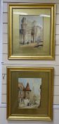 J. Georges, pair of watercolours, Street scenes, Depalla and Nirder-Lalmstein, one signed and dated